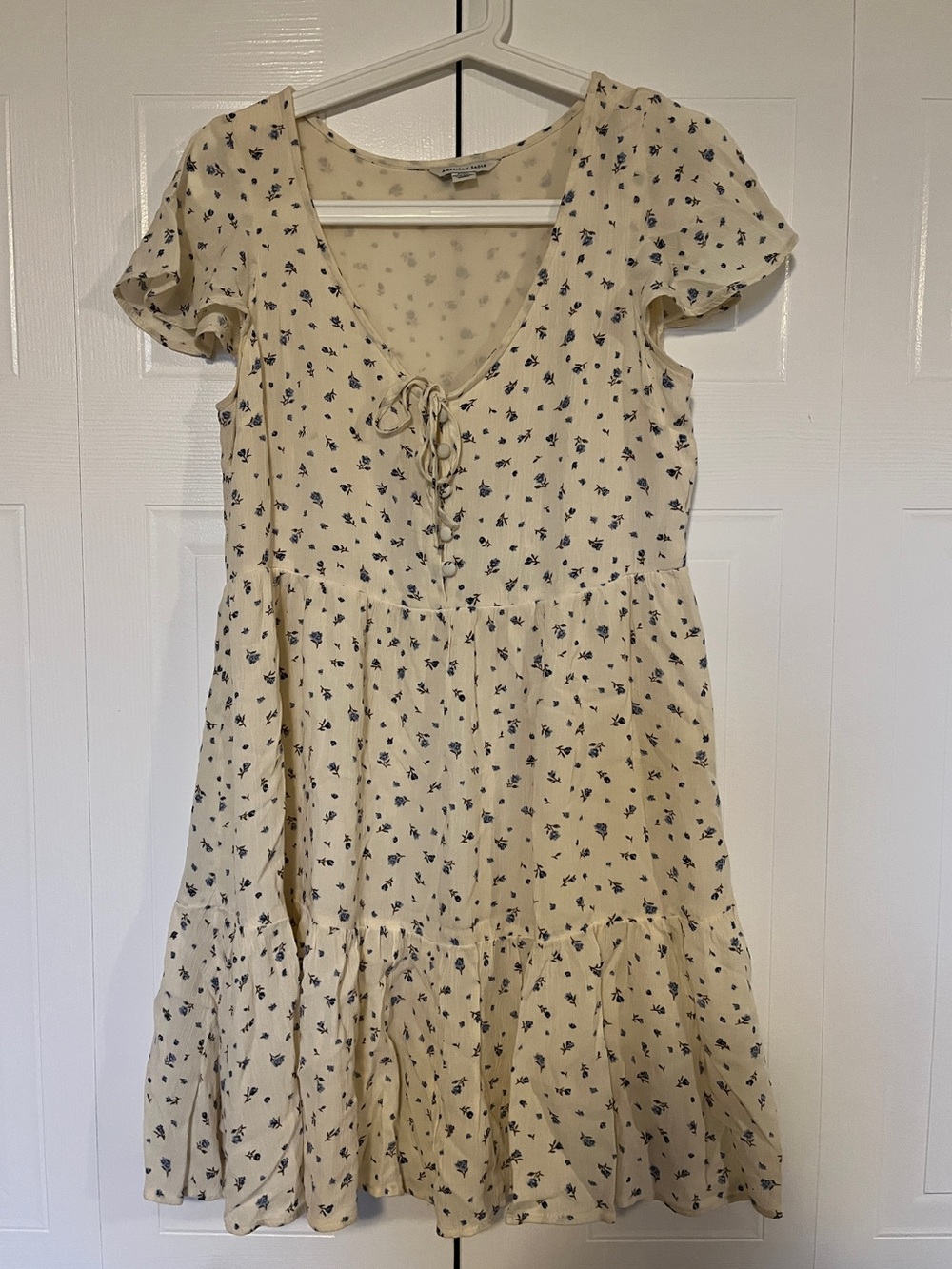 Cream Floral Babydoll Dress American Eagle